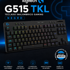 Teclado Gaming Inalambrico Logitech 515 TKL LIGHTSPEED. Color negro. Nuevo outlet.