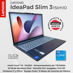 Lenovo Ideapad Slim 3. Core i5-13va. 16gb Ram. 1TB SSD. Pantalla 15.6". Nuevo Outlet