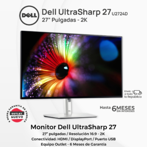 Monitor Dell Ultrasharp U2724. Tamaño 27". Resolucion 2K. Nuevo Outlet