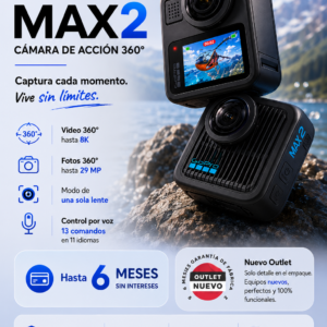 GoPro MAX 2. Cámara de Acción 360°. Resolucion 8K. Nuevo Outlet